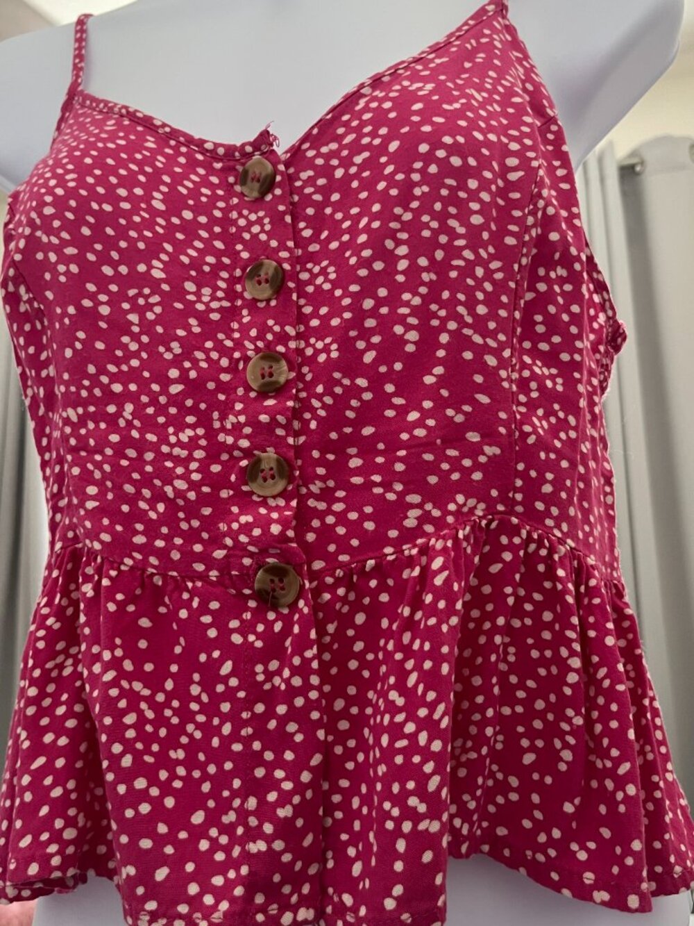 Joyana Women's Fuchsia Speckled Peplum Cami Top Size Small